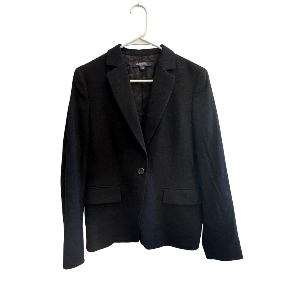 Brooks Brothers Loro Piana Wool Silk Blazer Black Classic Fit Size 8 Jacket
